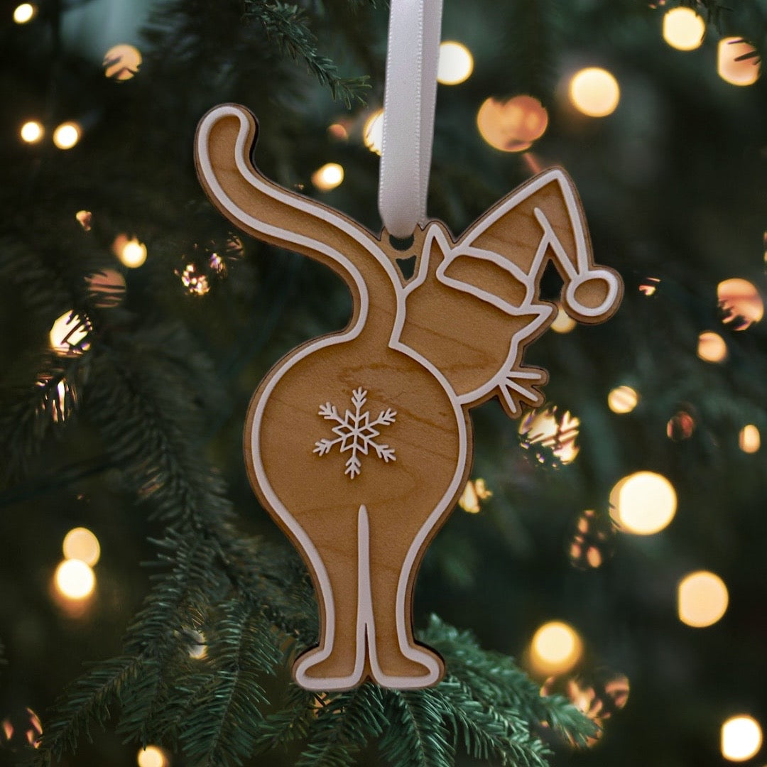 Snowflake Butt Cat Ornament image 0