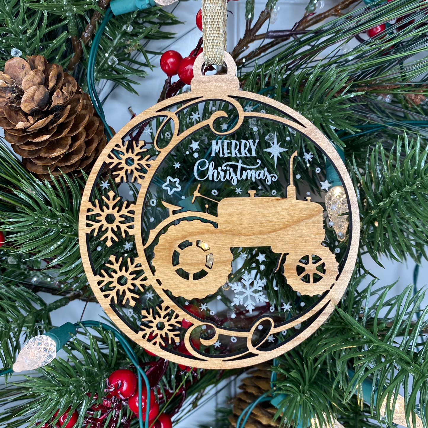 Tractor Crystal Clear Collection Ornament image 0