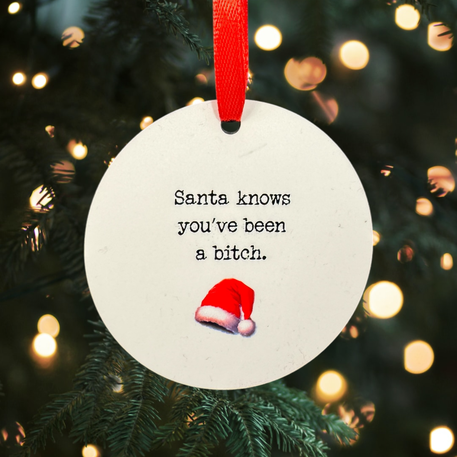 Santa Knows You’ve Been a Bitch Ornament image 0