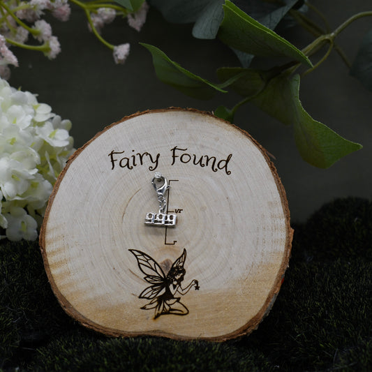 999 angel number charm - Silver