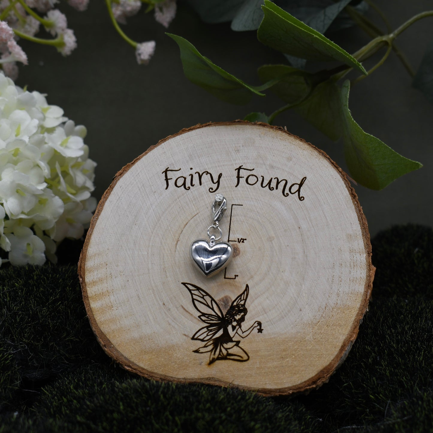 Solid heart charm - Silver