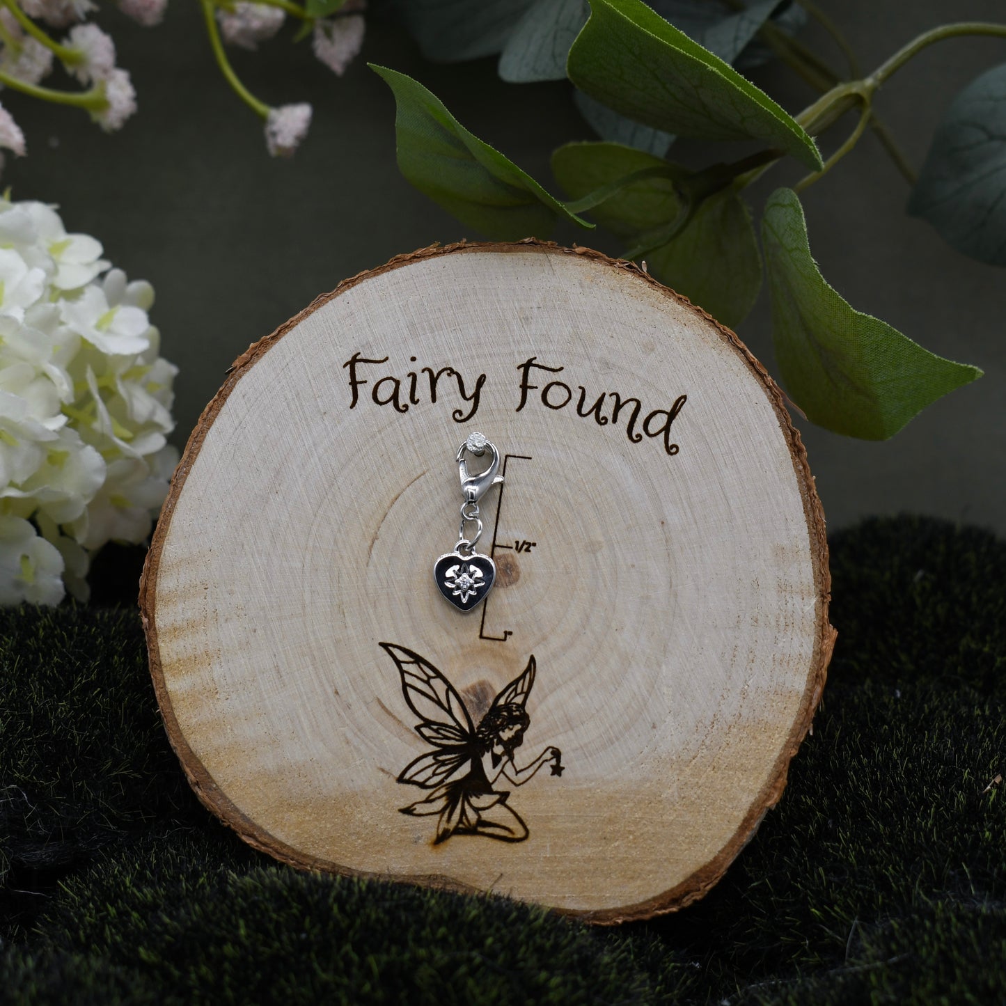 North star heart charm - Silver