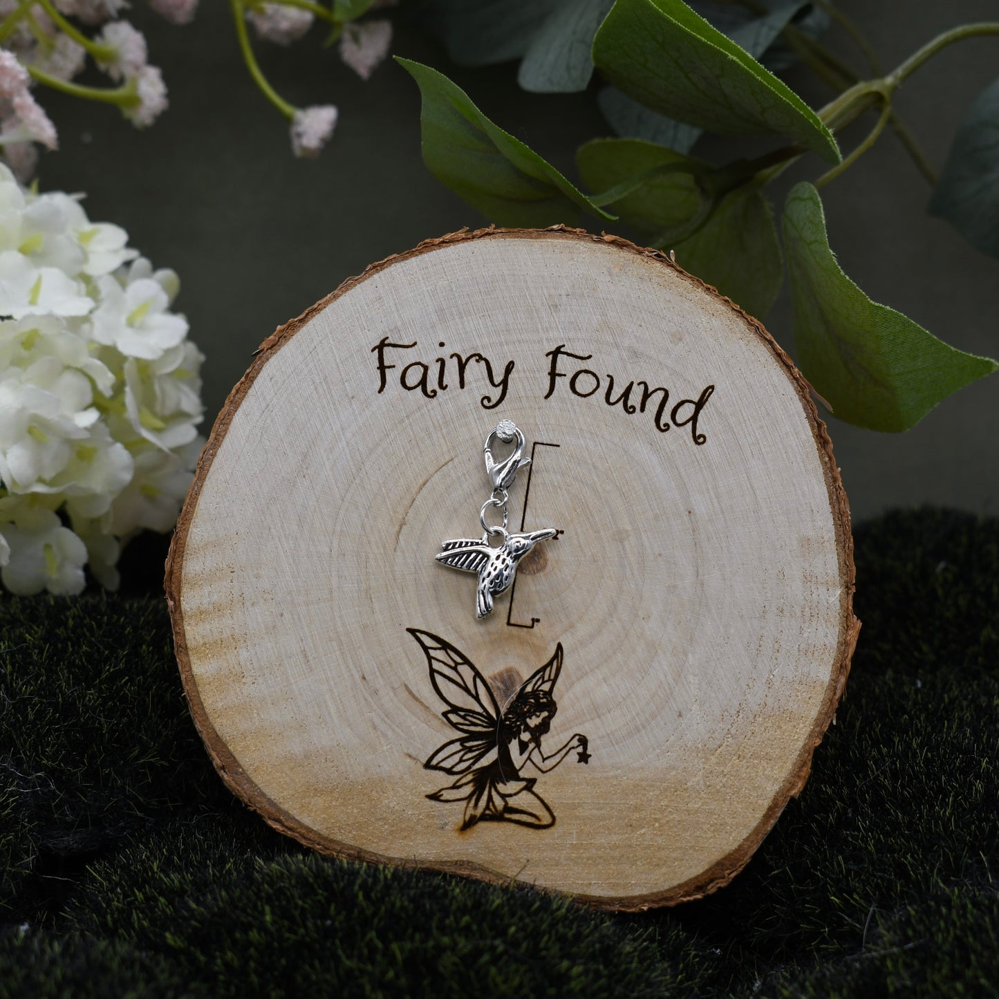Humming bird charm - Silver