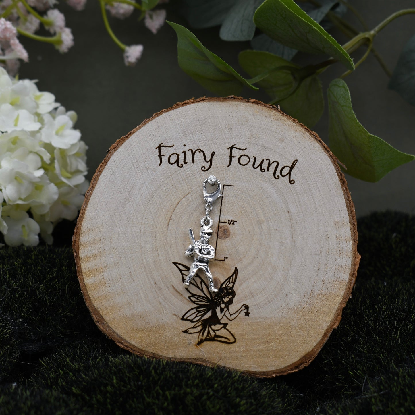 Baseball Player Charm - Silver